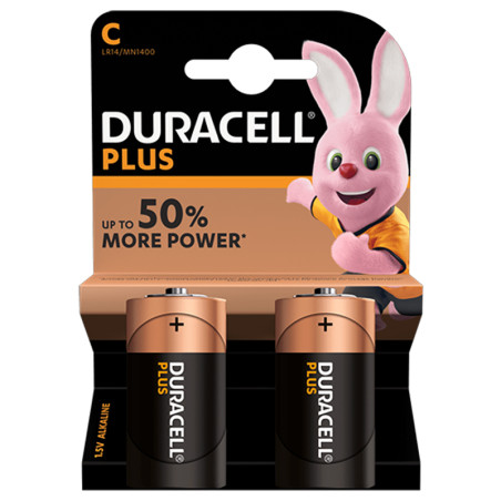 Duracell 2 alkaline cells c plus power