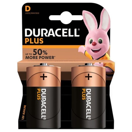 Duracell 2 بطاريات القلوية D زائد السلطة