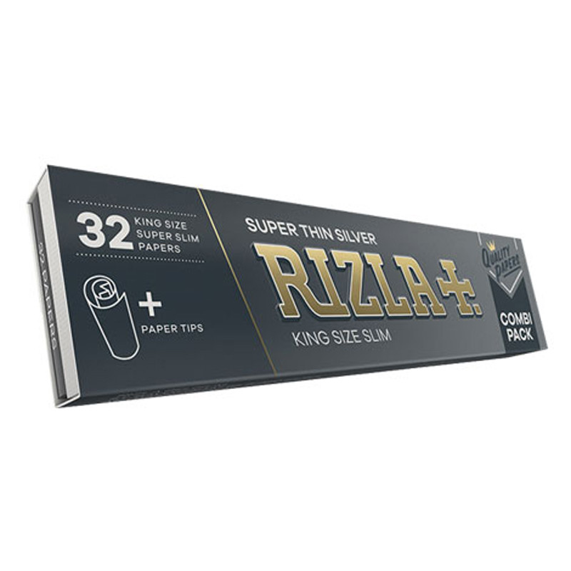 Rizla 32 cartine lunghe slim silver + 32 filtri in cartoncino