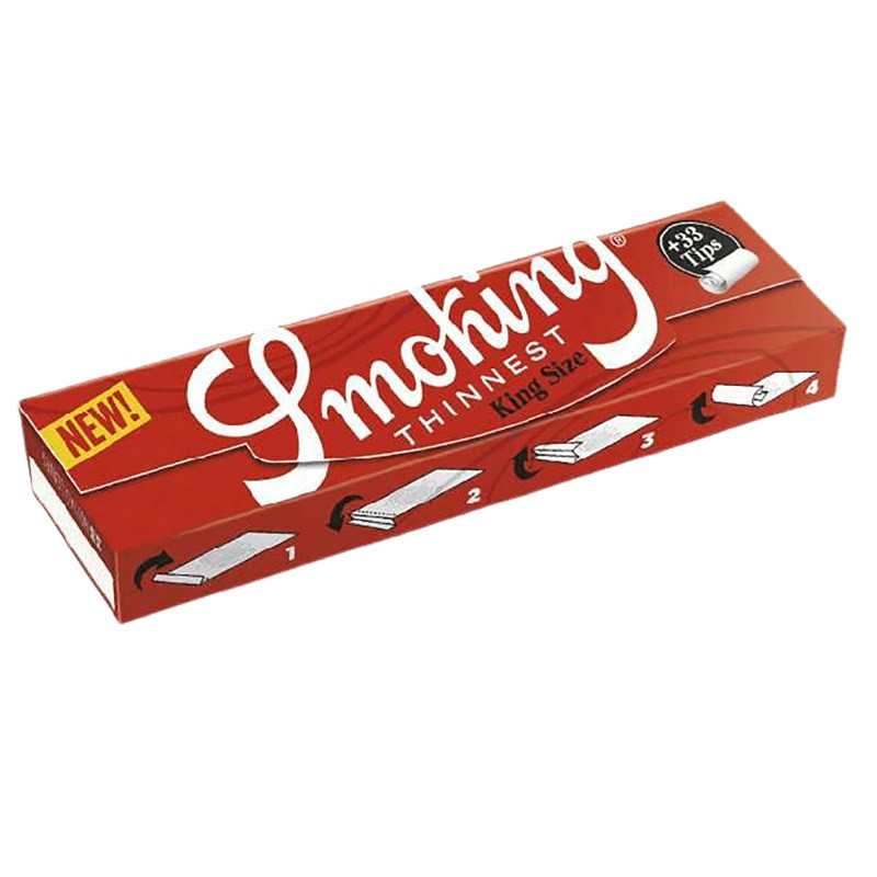 Smoking 33 cartine lunghe slim thinnest red + 33 filtri in cartoncino