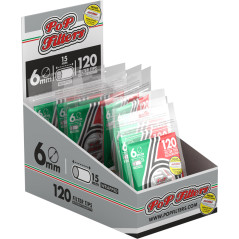 PoP Filters filtri 6 mm slim in busta da 120 pezzi + cartine corte bianche in libretto a finestra singola da 50 foglietti