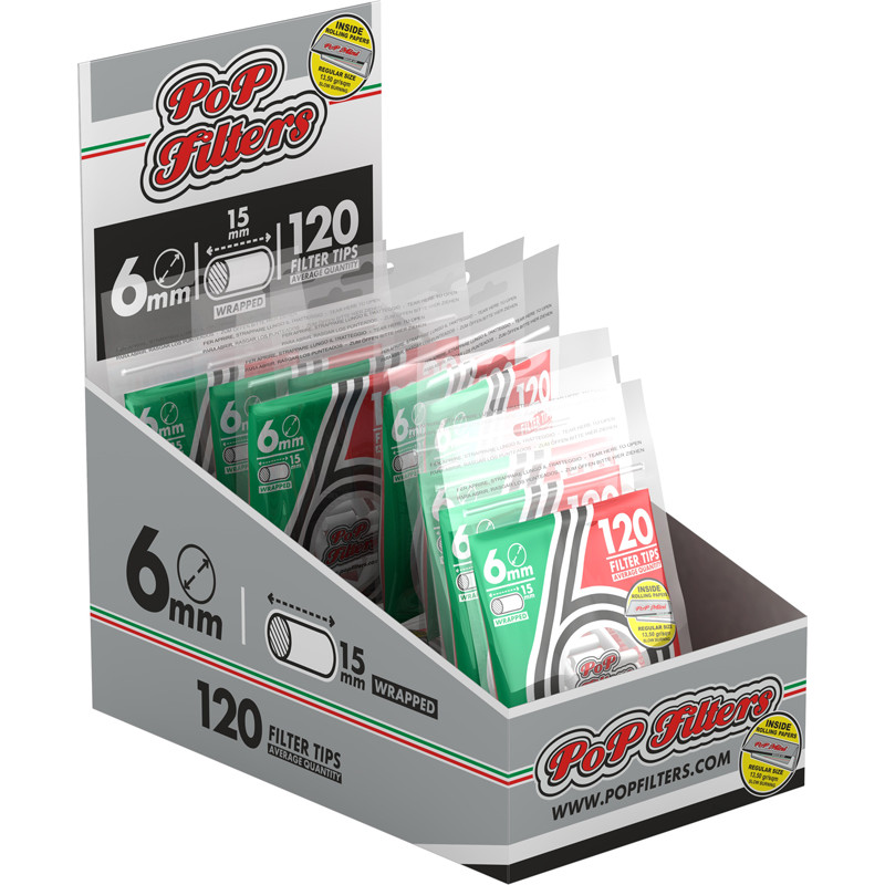 Filtres Pop Filtres minces de 6 mm dans une enveloppe de 120 pièces + Cartes courtes grises dans un livret de fenêtre unique de