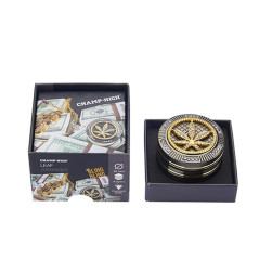 Champ grinder in metallo 50 mm 4 strati bling bling leaf