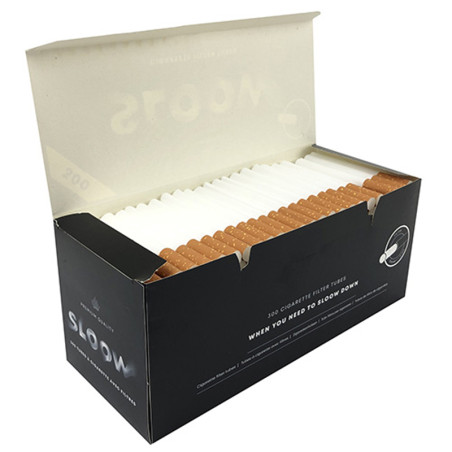 Sloow 300 empty tubes in box • tube: 84 x 8 mm • Filter: 15 x 8 mm • Acetate filter • 40682035