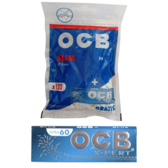 OCB 120 فلاتر ضئيلة + 50 كورتي كورت كورتي نافذة واحدة X-PERT الأزرق في المغلف