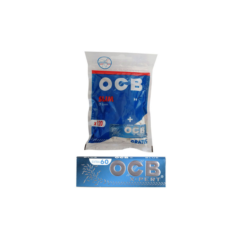 Ocb 120 filtri slim + 50 cartine corte finestra singola x-pert blue in busta Ocb 120 filtri slim + 50 cartine corte finestra singola x-pert blue in busta