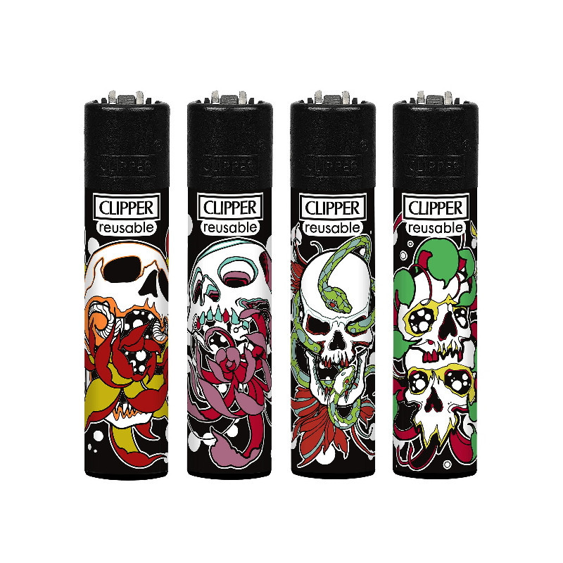 Clipper accendino large skulls in flowers