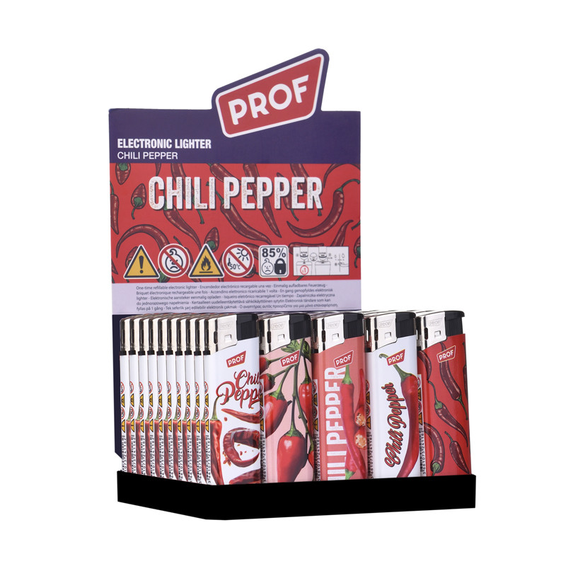 Prof briquet piézo avec flamme à gaz chili peppers 80000063 Prof briquet piézo avec flamme à gaz chili peppers 80000063