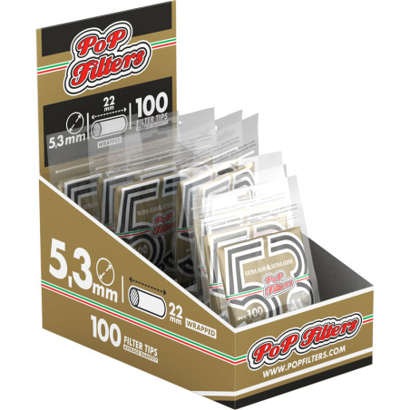 PoP Filters filtri 5,3 mm extra slim long 22 mm in busta da 100 pezzi