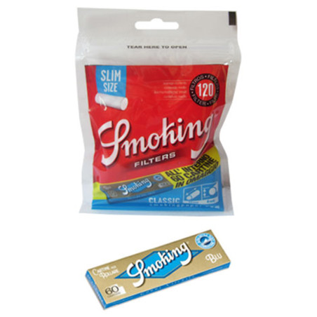 Smoking 120 Slim Filter + 60 Corte Kurzes Blau-Fenster